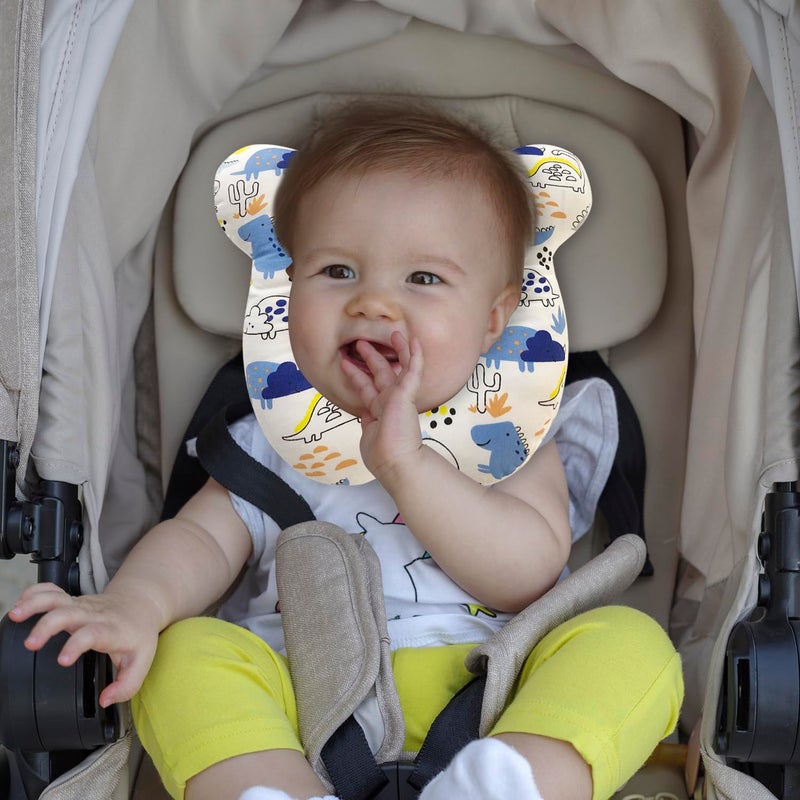 REFLYAWAY Baby Travel Pillow, Infant Kid's Cushion Soft and Skin Friendly for Car Seat, Pushchair and Stroller (Blue Dinosaur) - Image 4
